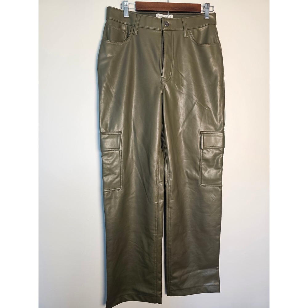 [Streetwear] Abercrombie & Fitch Cargo Pant Womens 29/8L Olive Vegan Leather 90s